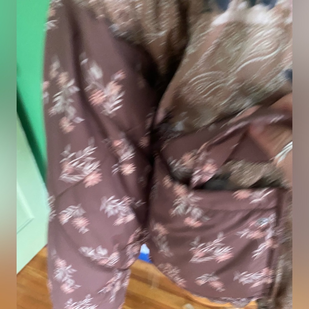 American Eagle Quilted Floral Patchwork Brown Pin… - image 6